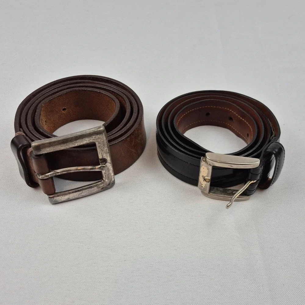 Cole Haan Gap Men's Leather‎ Belt Lot of 2 34 35 Black Brown Classic VTG 90s Y2K